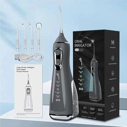 Portable Oral Irrigator Water Flosser, Rotating Jet Dental Cleaner, Modes Teeth Floss Machine For Plaque Removal gray