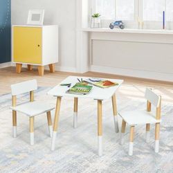 Kids Wooden Table And 2 Chairs Set, Sturdy, Multifunctional Toddler Furniture For Play & Study Kids Wooden Table And 2 Chairs Set, Sturdy, Multifunctional Toddler Furniture For Play & Study