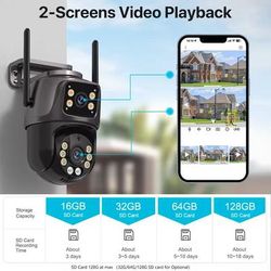 4MP Dual Lens Outdoor Wifi PTZ Security Camera With AI Tracking And Optional SD Storage 4mp + 32gb Sd Card eu Plug