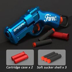 Shell Throwing Soft Bullet Launcher Toy Gun Airsoft Foam Bullet Blaster For Outdoor CS Games & Kids Play blue