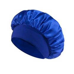 Soft Silk Satin Lined Bonnet, Large Satin Hair Bonnet For Sleeping, Shower Cap & Hair Wrap Cover For Long Hair, Salon royal Blue