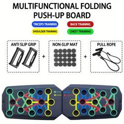 Portable Push Up Board Set Multifunctional Foldable Fitness Equipment For Chest, Abdomen, Arms & Back Trainin board With Pull Rope