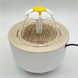 Pets Water Fountain Auto Filter USB Electric Mute Cat Drinker Bowl, Recirculating Water Dispenser For Cats With Pump wood Grain White