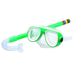 Kids Snorkel Set With Diving Mask And Breathing Tube Anti Fog Underwater Swim Goggles green
