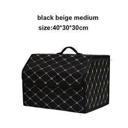 Foldable Car Trunk Organizer Box With Large Capacity And Leather Finish For Tools And Emergency Storage gold M