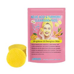 Turmeric Kojic Acid Cleansing Pads Exfoliating Facial Wipes For Bright, Clear Skin b