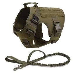 Tactical Dog Harness And Leash Set For Training And Outdoor Use green s(below28kg) 2 piece Set