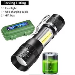 Rechargeable Mini LED Flashlight With Zoom And Waterproof Design 1pc With Box