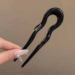 U Shaped Hair Fork Tortoiseshell Acetate Acrylic Hairpin Geometric Hair Stick For Women Girls Vintage French Style 4