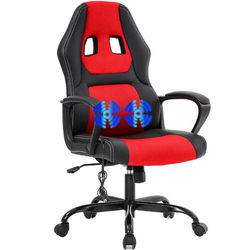 Adjustable PU Leather PC Gaming Chair, Ergonomic Massage Office Desk Chair red