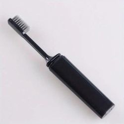 Folding Charcoal Travel Toothbrush, Compact, Portable, & Hygienic Toothbrush Ideal For Camping, Hiking & On the Go Oral black