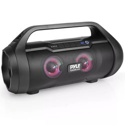 Portable Pyle Bluetooth BoomBox, Waterproof Stereo Speaker With RGB Lights & FM Radio Portable Pyle Bluetooth BoomBox, Waterproof Stereo Speaker With RGB Lights & FM Radio