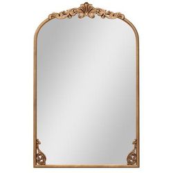 Elegant Arched Mirror For Wall Gold, Traditional Vintage Ornate Baroque Mirror With Metal Frame For Entryway, Bedroom Elegant Arched Mirror For Wall Gold, Traditional Vintage Ornate Baroque Mirror With Metal Frame For Entryway, Bedroom