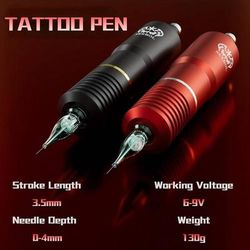 Neebol Wireless Tattoo Kit Complete Cordless Tattoo Pen With LED Display & 1500mAh Battery For Beginners & Body Art red