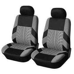 Universal Front Car Seat Covers Comfortable Tire Track Embossed Fabric For Stylish Auto Interior Protection gray