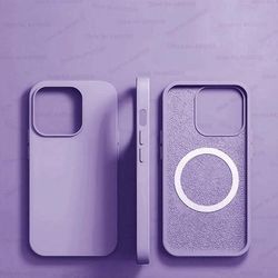 Magsafe Liquid Silicone Case For IPhone, Ultra Thin, Magnetic, Wireless Charging & Shockproof Cover purple iphone 15