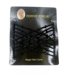 Women Elastic Beads Banana Clip Hairpin Stretch Magic Hair Comb Clip Accessories For Stylish Hair Styling And Secure black