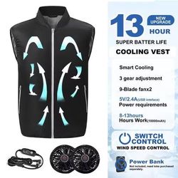 Rechargeable Electric Cooling Fan Vest For Outdoor Work And Hiking l black