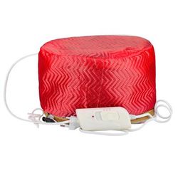 Electric Hair Steamer Cap, Waterproof Self Heating Thermal Treatment Hat For SPA Nourishing Hair Care red