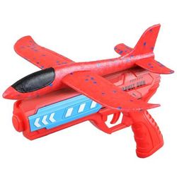 Foam Catapult Airplane Launcher Toy With Optional LED For Kids red With Plane