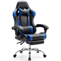 Ergonomic Racing Gaming Chair With Adjustable Headrest And Lumbar Support blue