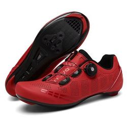 LiXingMing Road Cycling Shoes SPD Cleat Compatible Self Locking Bike Sneakers For Men & Women red 45