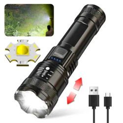 Ultra Bright 2000LM LED Flashlight Zoomable, USB Charging, Waterproof Tactical Light For Outdoor, Camping Emergency Use p200