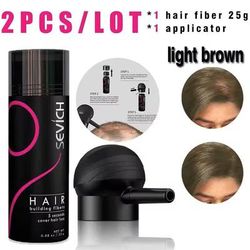 Hair Fiber Applicator Set For Concealing Bald Spots And Thinning Hair lightbrown