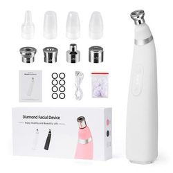 Portable Diamond Peeling Machine, Microdermabrasion Facial Cleaning Device & Vacuum Blackhead Remover white