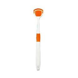 Reusable Silicone Tongue Scraper Brush For Adults & Kids Washable Tongue Cleaning Tool For Fresh Breath & Oral Hygiene orange