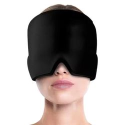 Gel Ice Cap Migraine Headache Relief Cold Compress Wrap black
