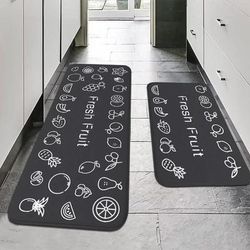 Multi Purpose Sponge Water Absorption Mat Anti Slip Kitchen Bathroom Floor Mat, Machine Washable dark Grey 15x23 Inch