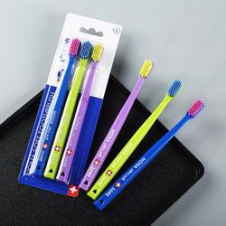 Nona Ultra Soft Microfiber Toothbrush, Swiss Style 5460 High Density For Gentle Cleaning & Gum Care blue Green Purple