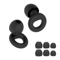 Quiet Reusable Ear Plugs With Multi Size Tips For Sleep, Work & Travel black