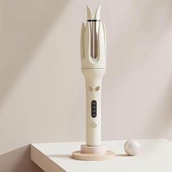 CurlEase 28mm Automatic Hair Curler Negative Ions Rotating Ceramic Wand yellow