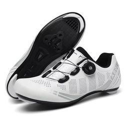 LiXingMing Road Cycling Shoes SPD Cleat Compatible Self Locking Bike Sneakers For Men & Women white 40