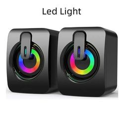 Premium Computer Speakers With LED Lights High Fidelity PC Sound Box For Desktop & Gaming Setup silver