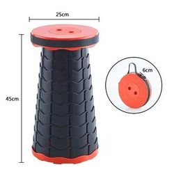 Portable Telescopic Folding Stool With Carry Bag For Camping And Travel red black