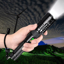 High Lumen Zoomable LED Tactical Flashlight With Rechargeable Battery, Super Bright & Durable High Lumen Zoomable LED Tactical Flashlight With Rechargeable Battery, Super Bright & Durable