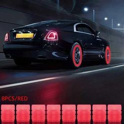 Luminous Valve Caps Glow In The Dark Bike Motorcycle Car Wheel Caps, Fluorescent ABS Screw On Stem Covers 5 Colors 8pcs Red