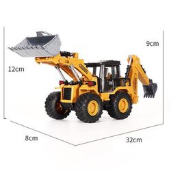 Alloy Tractor & Excavator Toy Set For Boys, Diecast Engineering Vehicle, Bulldozer, Mini Crane Truck backhoe Loader