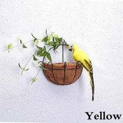 Creative Handmade Simulation Parrot, Realistic Feather Bird Garden Decor & Lawn Ornament yellow 9 inch
