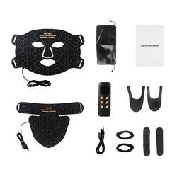 3D LED Light Phototherapy Mask Face Neck Silicone Facial Mask For Skin Rejuvenation, Anti Wrinkle & Brightening black Face Neck
