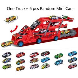 Large Deformation Transporter Truck Toy, Educational Folding Track Racing Car Model For Kids Birthday Gift red