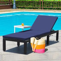 Adjustable Lounge Chair With Cushion Cover, Patio Rattan Recliner For Poolside, Garden & Outdoor Relaxation Adjustable Lounge Chair With Cushion Cover, Patio Rattan Recliner For Poolside, Garden & Outdoor Relaxation