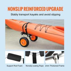 Kayak Transport Cart ,VEVOR 250lb Capacity Folding Canoe Dolly With 10 Inch Wheels For Paddleboards & Small Boats 250lbs