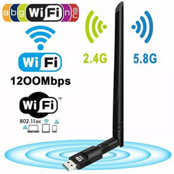 Wireless USB WiFi Adapter Dongle Dual Band, High Speed For PC, Laptop, Mac, External Antenna For Long Range Signal Wireless USB WiFi Adapter Dongle Dual Band, High Speed For PC, Laptop, Mac, External Antenna For Long Range Signal