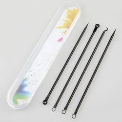Stainless Steel Acne Needle Set, Dual Purpose Pimple Remover Tools For Clear Skin black