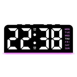 Modern LED Digital Alarm Clock With Temperature Display And Night Light Sleek Desktop Clock For Bedrooms & Offices white Shell pink