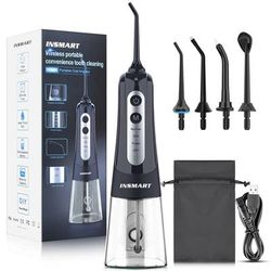INSMART Dental Water Flosser Portable Teeth Cleaner Oral Irrigator With 300ML Tank And Whitening Jet Modes black Gray